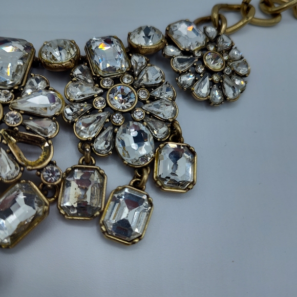 Banana Republic Crystal Bib Statement Necklace Gold Tone Vintage Glam STUNNING - Picture 4 of 11